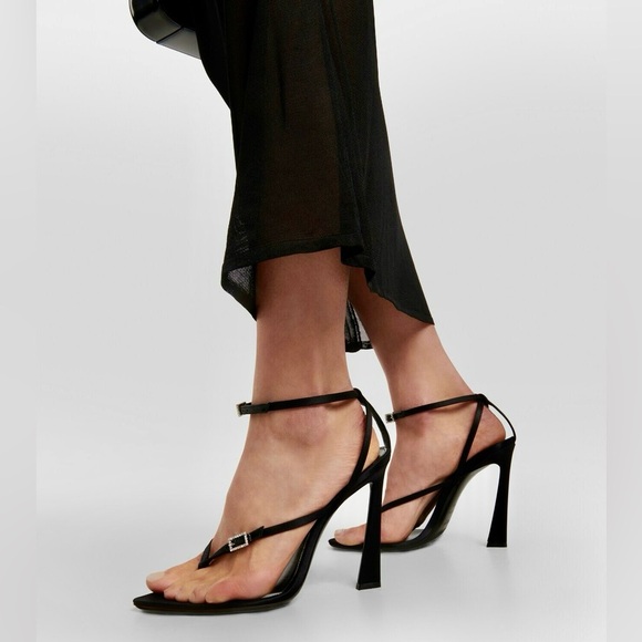 STUNNING Saint Laurent Nadja satin sandals with Crystals embellished Buckles 38 - Picture 3 of 15